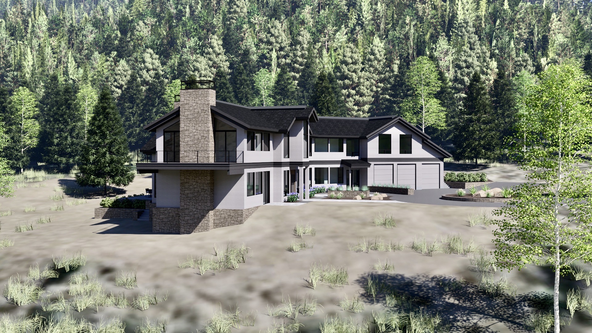 main house exterior rendering sideview
