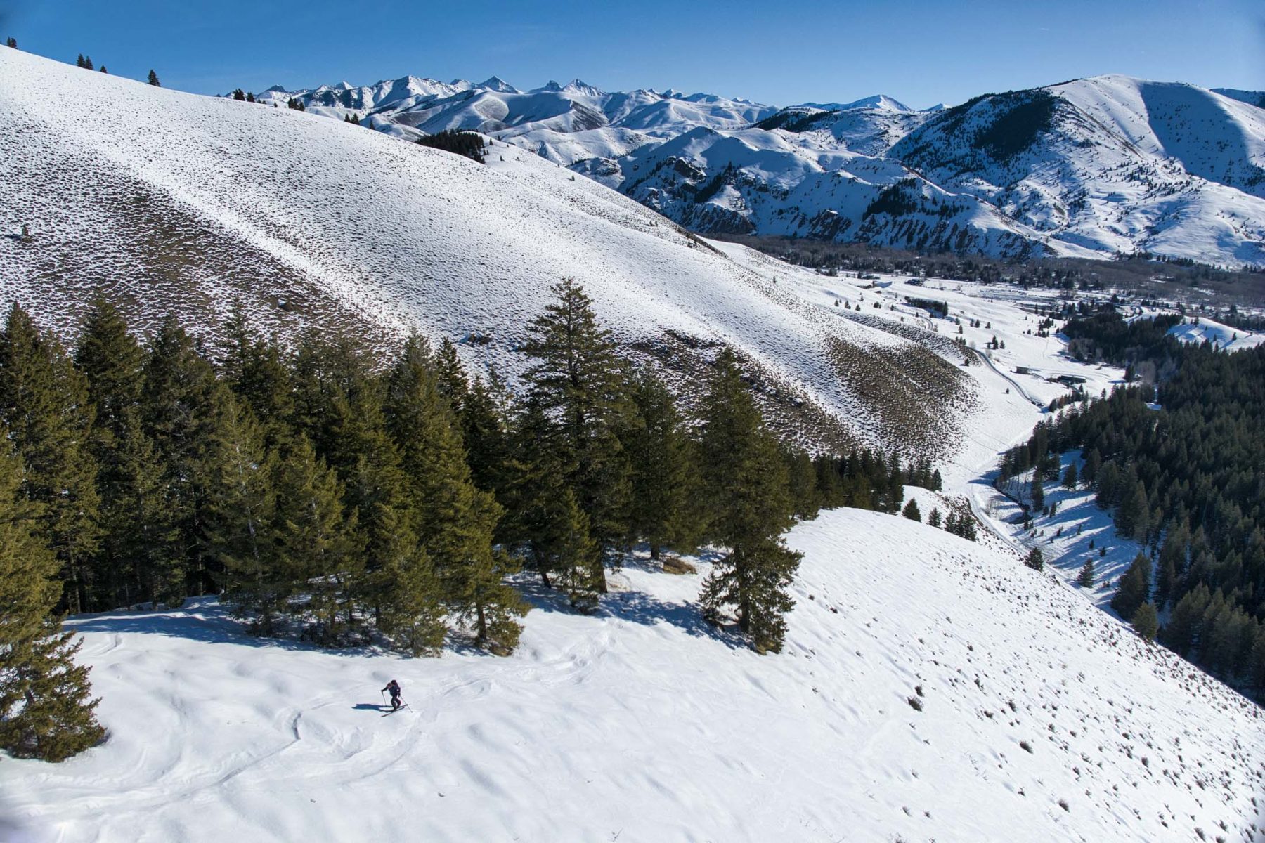 snowy landscape of ranch in Idaho for sale