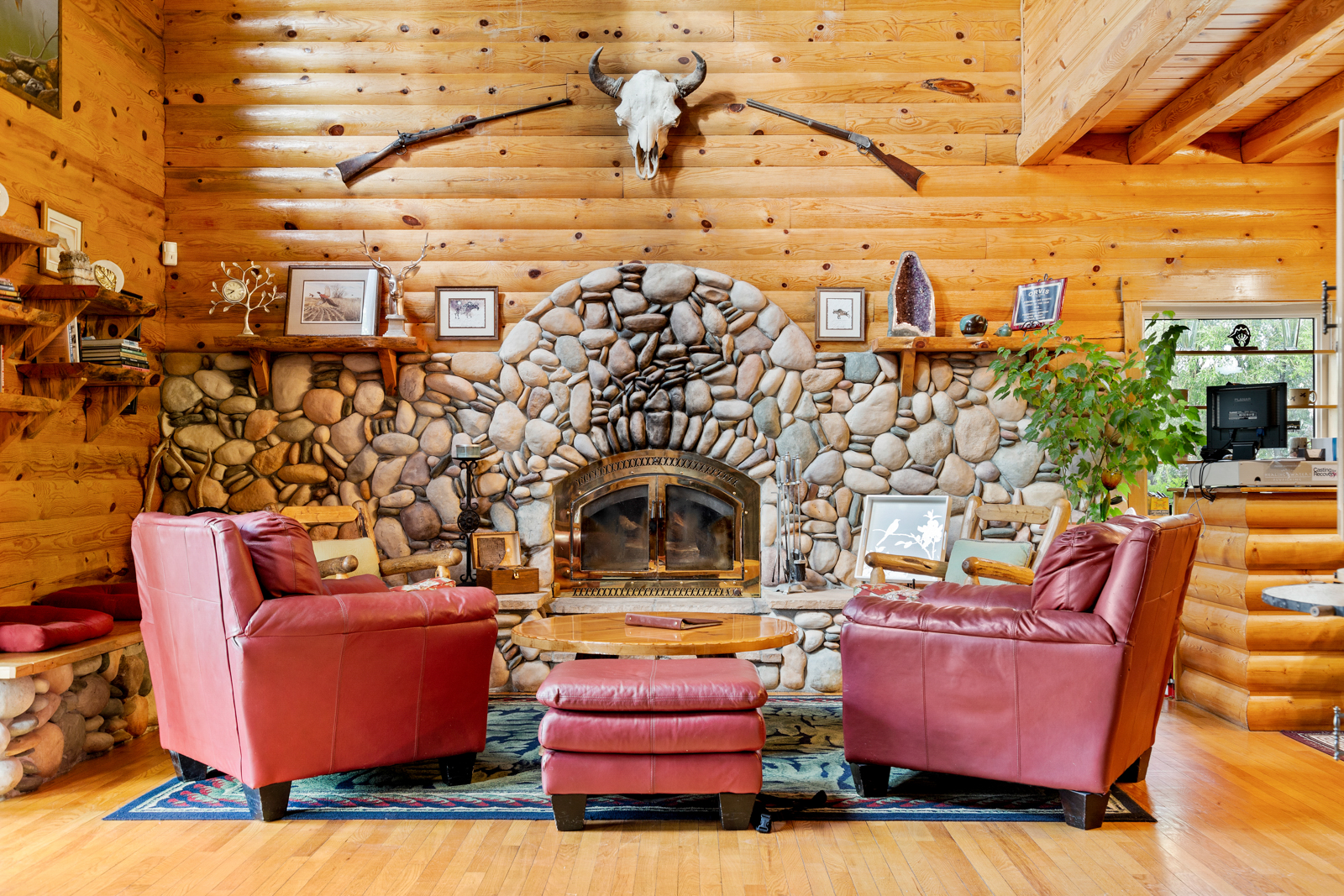 main lodge living room fireplace